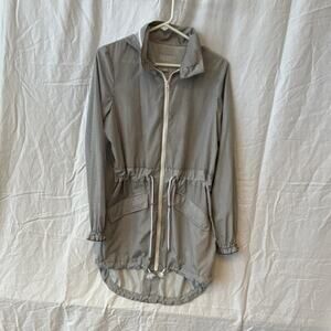 Hilary Radley Striped Black/White Hooded Zip Anorak Jacket Drawstring XS Women
